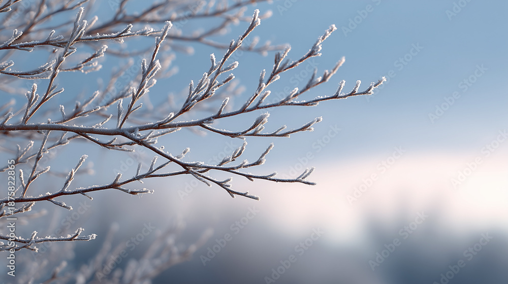 Obraz premium Frost-covered bare tree branches