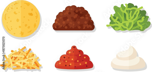 Colorful ingredients for making tacos, ready to assemble for a delicious meal.