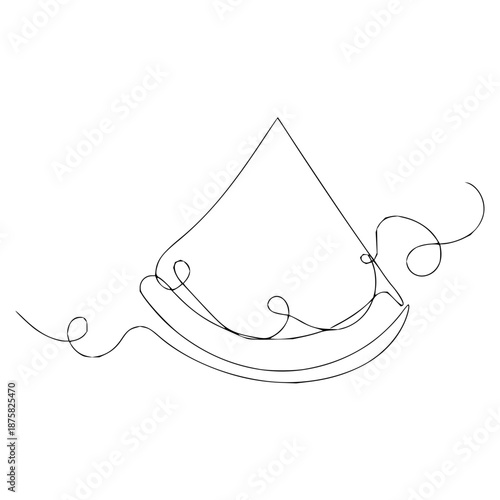 A single line drawing of a slice of watermelon with vines curving around it, highlighting its refreshing and natural appeal