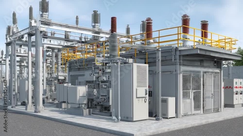 Wallpaper Mural Medium shot of an electromagnetic pulse shield integrated within a power substation illustrating critical infrastructure safeguarding in mixeduse urbanindustrial zones. Torontodigital.ca