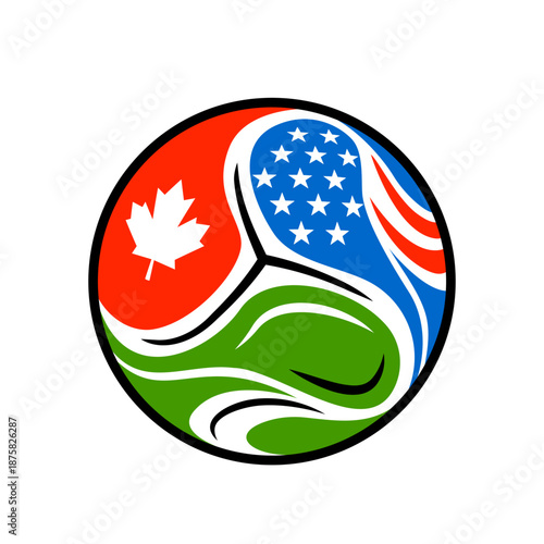 Football for the 2026 FIFA World Cup in Canada, Mexico, and the USA. Vector illustration