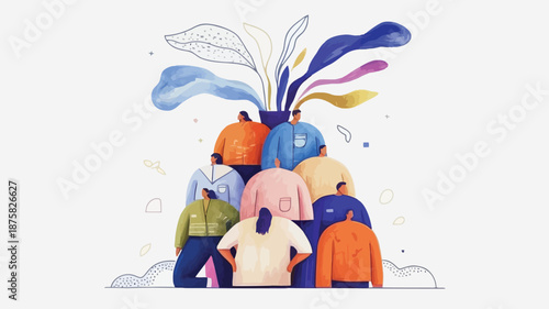 Diverse group of people standing together in unity and harmony