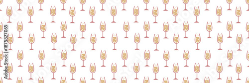 Festive cocktail pattern featuring champagne flutes and martini glasses. Elegant seamless design with golden accents, perfect for party invitations and celebration themes.