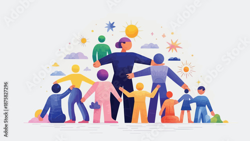 Diverse group of people standing together in unity and harmony