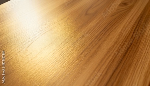 Top view - Smooth lacquered wood surface, polished wood, soft light reflections, even texture, modern interior style, high quality, ultra detailed, photorealistic