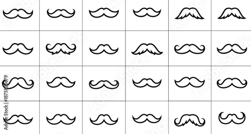 Black and white mustache on white background moustache facial hair men's grooming