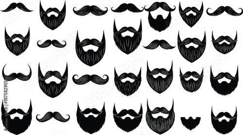 Black and white of various beard and mustache styles for mens grooming beards mustaches
