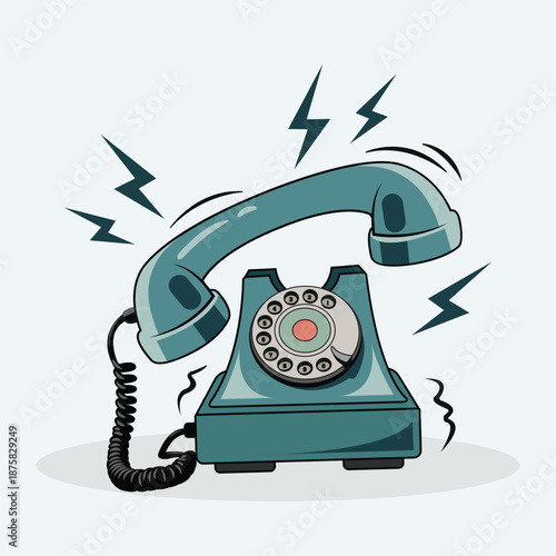 Ringing Vintage Rotary Telephone Illustration.