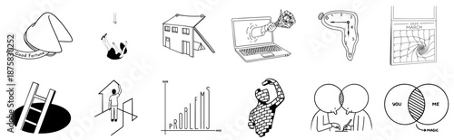 Psychological Metaphors Set — Mental Health, Emotional States, Inner Conflict, Anxiety, Burnout and Self Perception