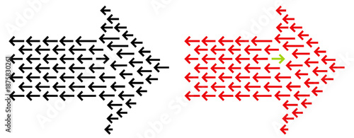Independent Thinking. Going Against the Crowd, Opposite Direction, Nonconformity, Protest and Choice of Own Path