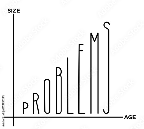 Life Problems Growth. Increasing Problems with Age, Rising Responsibilities, Adult Stress and Psychological Pressure Over Time
