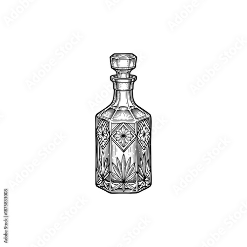Roaring twenties crystal decanter engraving.