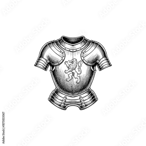 Medieval knight breastplate engraving.