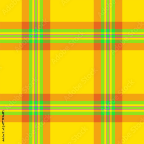 Hounds tartan fabric check, fluffy seamless vector background. Home plaid textile texture pattern in green and radioactive colors.