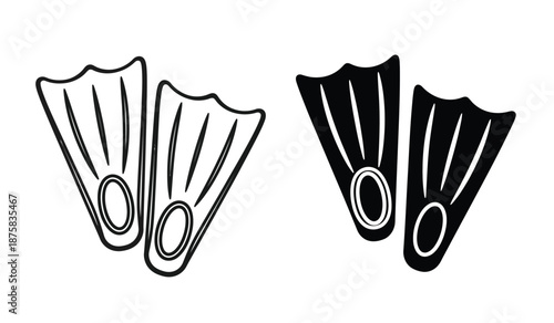 Black and white illustration of flippers on a pure