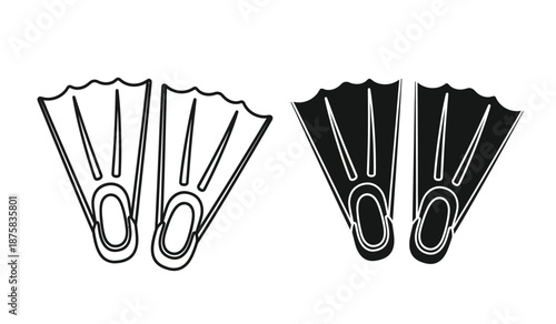 Vector illustration of black and white fan shaped designs with handles