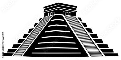 A black and white illustration of a tall, stylized pyramid, black, building, illustration, image, obelisk, pyramid, tower, white, against transparent background
