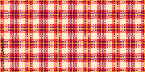Printout vector background fabric, sample tartan check plaid. Antique pattern texture textile seamless in papaya whip and red colors.
