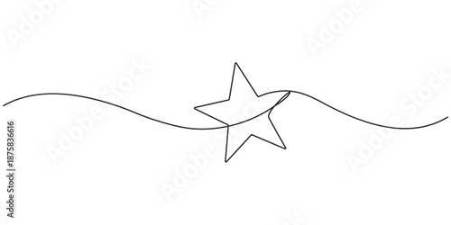Line star one continuous line drawing design vector, hand draw doodle stars illustration in continuous line arts style vector, Star continuous one line drawing vector illustration, Premium vector.