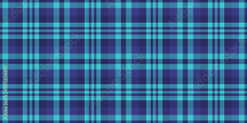 Domestic tartan plaid vector, service pattern textile fabric. Painting texture seamless check background in cyan and blue colors.