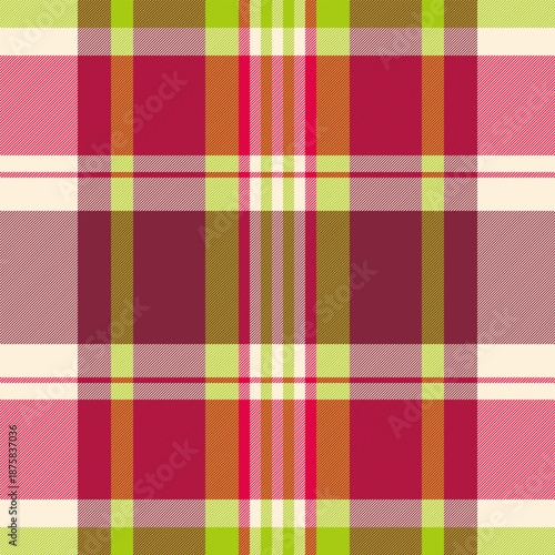 Printout pattern tartan check, valentines day background fabric seamless. Everyday vector textile plaid texture in red and light colors.