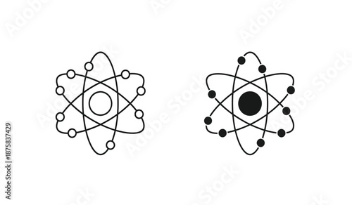 Two detailed illustrations of atomic structures with electrons and nucleus in a scientific diagram format