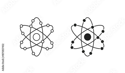 Two black and white illustrations of atomic structures