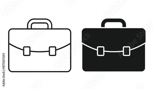 Vector illustration of two briefcases in black and white outline on for business or office concepts