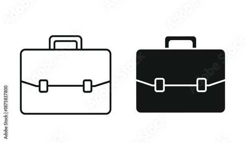 Two briefcases in line art style one black and one white for business or office use
