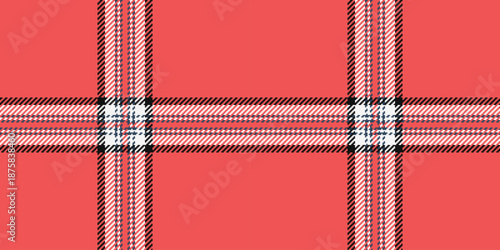 Repetition check background seamless, arabic tartan textile fabric. Pajamas plaid vector texture pattern in red and white colors.