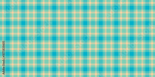 Up seamless fabric background, content texture tartan vector. Spanish textile pattern plaid check in teal and orange colors.