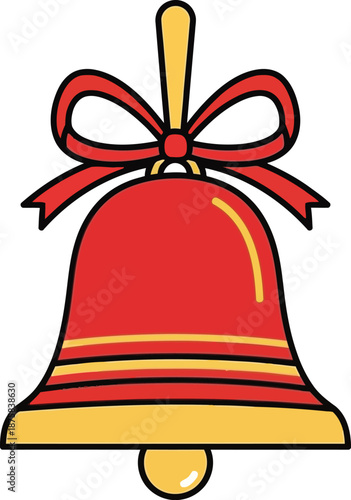 Red Christmas Bell with Ribbon Decoration.