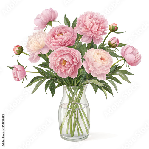 Wallpaper Mural Beautiful Pink Peony Bouquet in a Glass Vase Torontodigital.ca