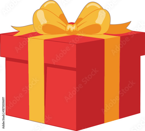 Red Gift Box with Yellow Ribbon.