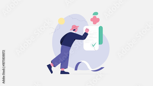 Creative professional reviewing and approving document with satisfaction