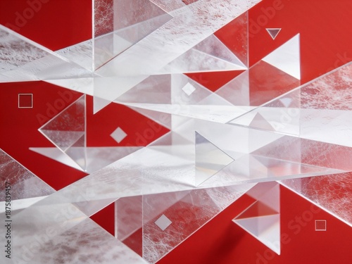 Layered Translucent Triangles on Red