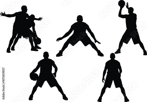 Silhouettes of Basketball Players in Action.
