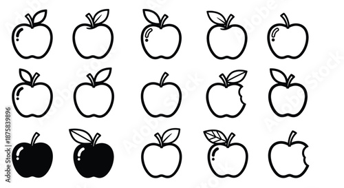Simple Black and White Apple Illustrations.