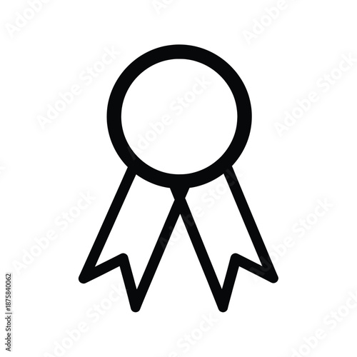 Simple Black Ribbon Award Badge Icon.