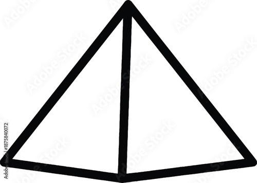Simple Black Triangle Shape on White.