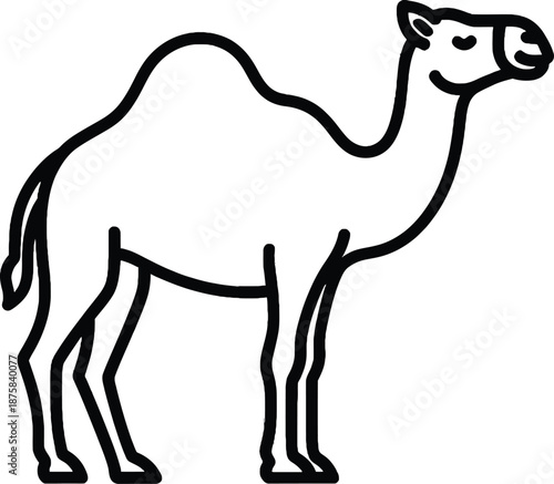 Simple Line Drawing of a Camel.