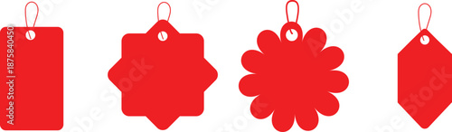 Set of red ribbon isolated background. Discount labels, price tag abs sale labels.