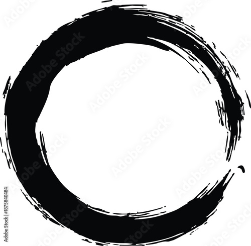 Black Brush Stroke Circle Frame, Vector illustration. scroll illustration sign collection