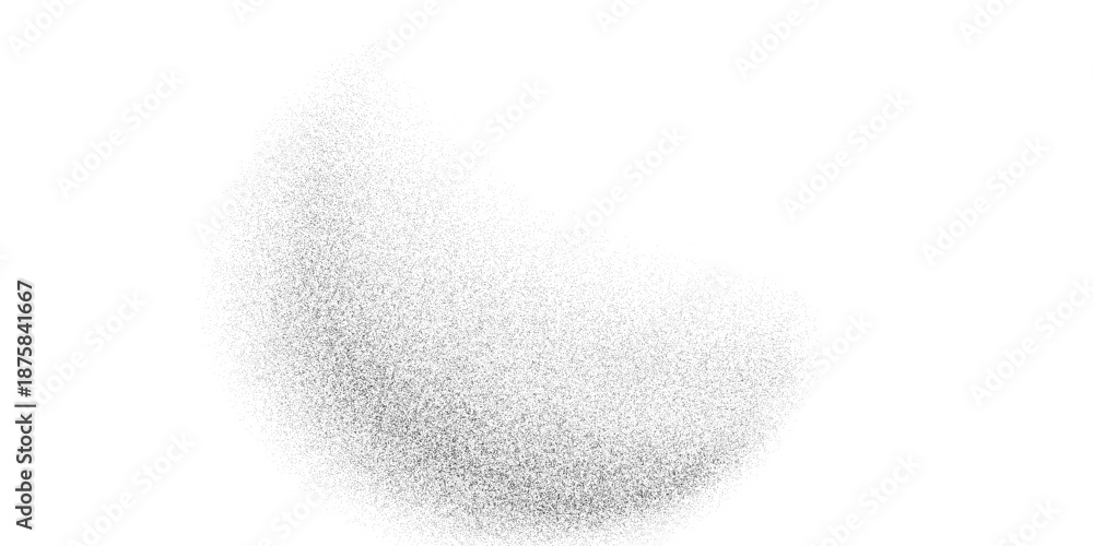 Obraz premium Grainy speckle texture background, monochrome noise cloud with soft gradient fade. Abstract round wave dust particle overlay, vector illustration