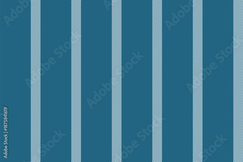 Periodic pattern textile fabric, strip stripe background texture. Designer lines vector seamless vertical in cyan and white colors.