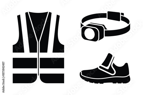 Safety high visibility vest and running gear silhouettes