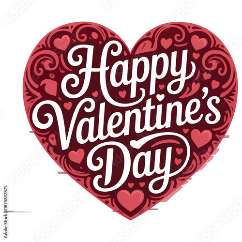 Digitally enhanced inscription happy valentine's day in ornamental heart graphic design for romantic greeting card expressing heartfelt emotions love Vector Art
