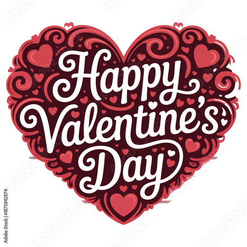 Digitally enhanced inscription happy valentine's day in ornamental heart graphic design for romantic greeting card expressing heartfelt emotions love
