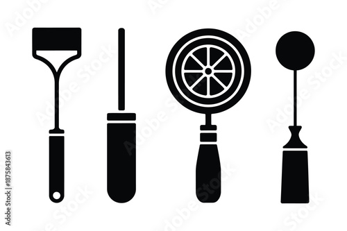 Grooming Tools and Barber Shop Accessory Silhouette Icons