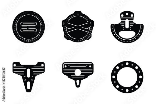 Mechanical engineering gaskets and seals technical icons set